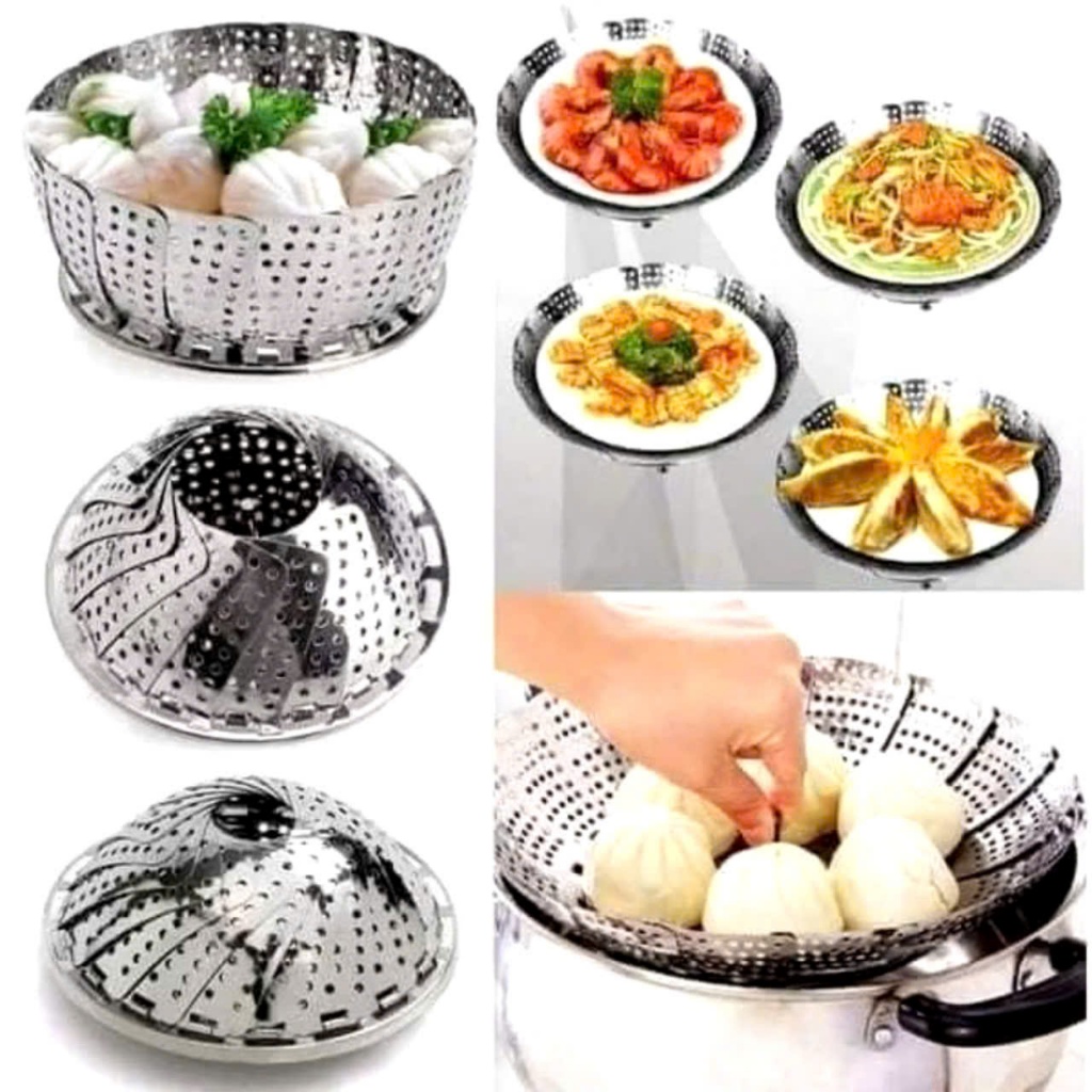 VỈ HẤP ĐỒ XÔI INOX SIZE 23, 26,  Khay Vỉ Hấp Vỉ Rổ Hấp Tròn Inox Xếp Gọn Tiện Lợi Inox Chống Rỉ Đường Kính 23cm - VIHAP