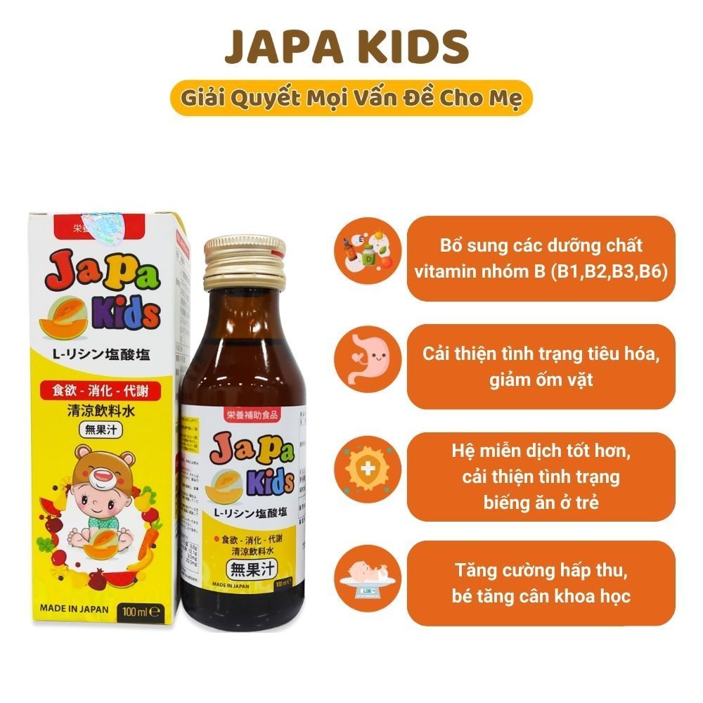 Siro Ăn Ngon Cho Bé Japa Kids Chính Hãng Kích Thích Ăn Ngon, Tăng Chiều Cao Cho Bé 100ml