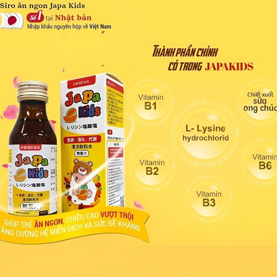 Siro Ăn Ngon Cho Bé Japa Kids Chính Hãng Kích Thích Ăn Ngon, Tăng Chiều Cao Cho Bé 100ml