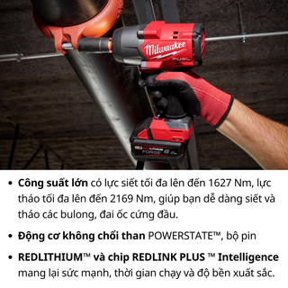 Máy siết bu lông M18 FHIW2F12 Milwaukee công suất lớn 1627Nm | Dễ dàng siết và tháo bulong đai ốc