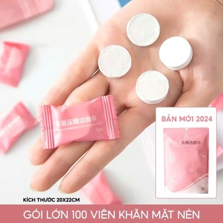 BỊCH 100 VIÊN KHĂN GIẤY NÉN , Gói 100 Khăn Mặt Nén Dạng Viên Kẹo Dùng 1 Lần, Viên Khăn Nén Dùng Khi Đi Du Lịch- KHAN NEN