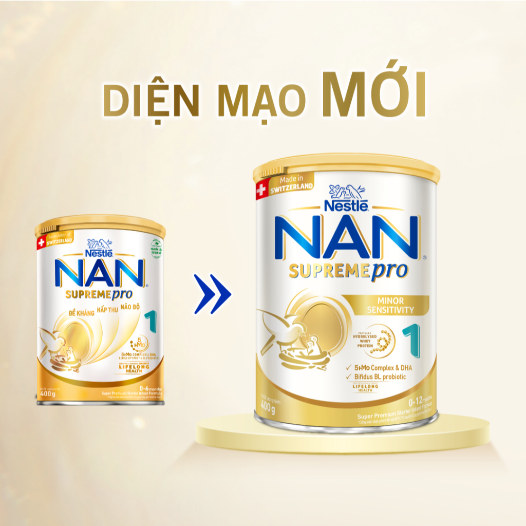 Ảnh Sữa bột Nestlé NAN SUPREMEPRO 1 400g nhập khẩu Đức với đạm thủy phân 1 phần, 5HMO & lợi khuẩn 2