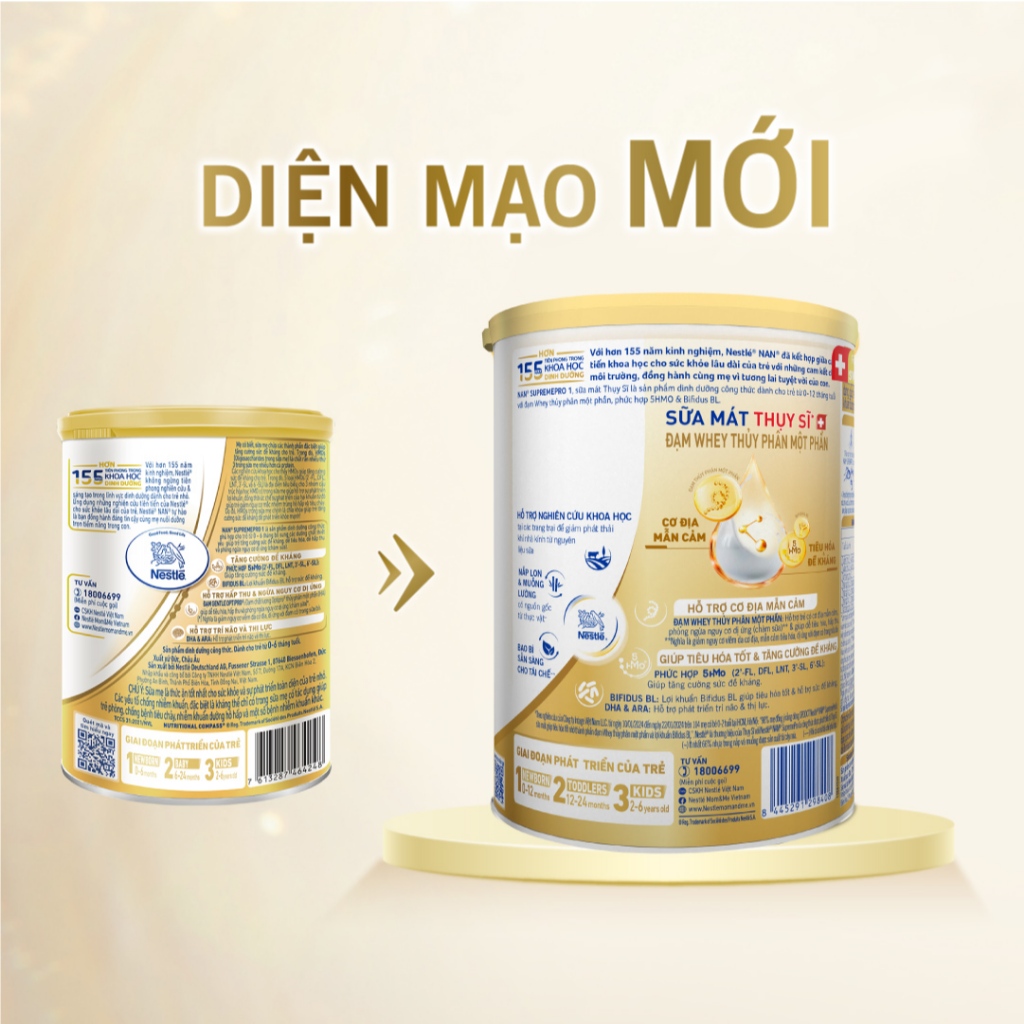 Ảnh Sữa bột Nestlé NAN SUPREMEPRO 1 400g nhập khẩu Đức với đạm thủy phân 1 phần, 5HMO & lợi khuẩn 3