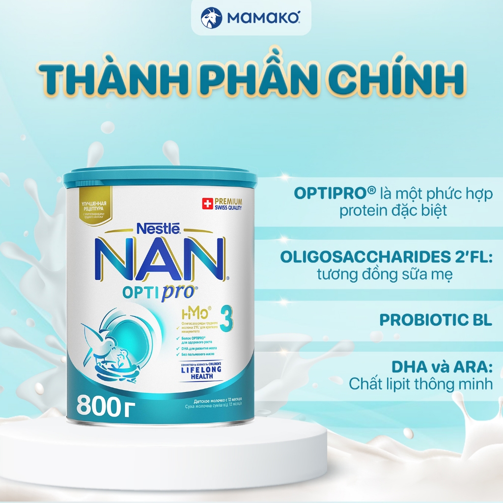 Ảnh Sữa Nan Nga Số 3 HMO Optipro Mamako Bổ Sung Dinh Dưỡng Cho Bé Hộp 800g 2