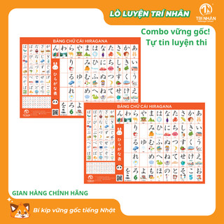 COMBO 4 sản phẩm BẢNG CHỮ TIẾNG NHẬT: 2 bảng chữ cái dán tường HIRAGANA, KATAKANA & 1 hộp thẻ bảng chữ & 1 tập viết