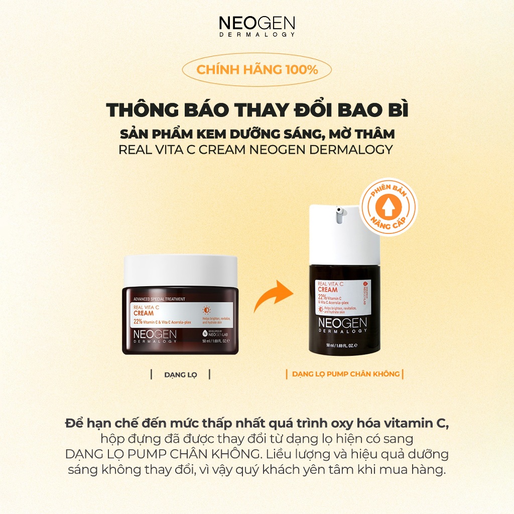 Ảnh Bộ Sản Phẩm Serum & Kem Dưỡng Vitamin C 22% Mờ Thâm Dưỡng Trắng Da Neogen Dermalogy Real Vita C 1