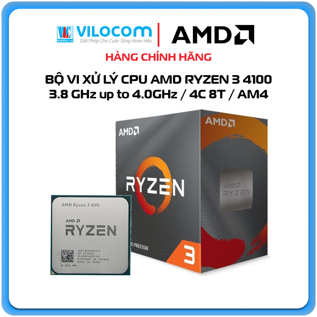 CPU AMD Ryzen 3 4100 Chính hãng | 3.8 GHz up to 4.0GHz, 4 Cores 8 ...