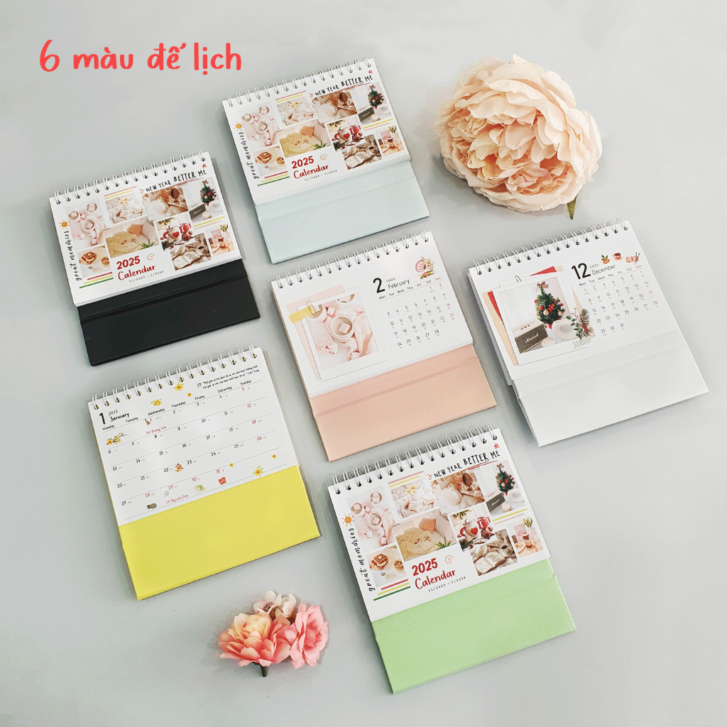 Lịch để bàn mini 2026 dễ thương, có lịch âm và ngày lễ Tết (Lịch từ 12/2025~1/2027)