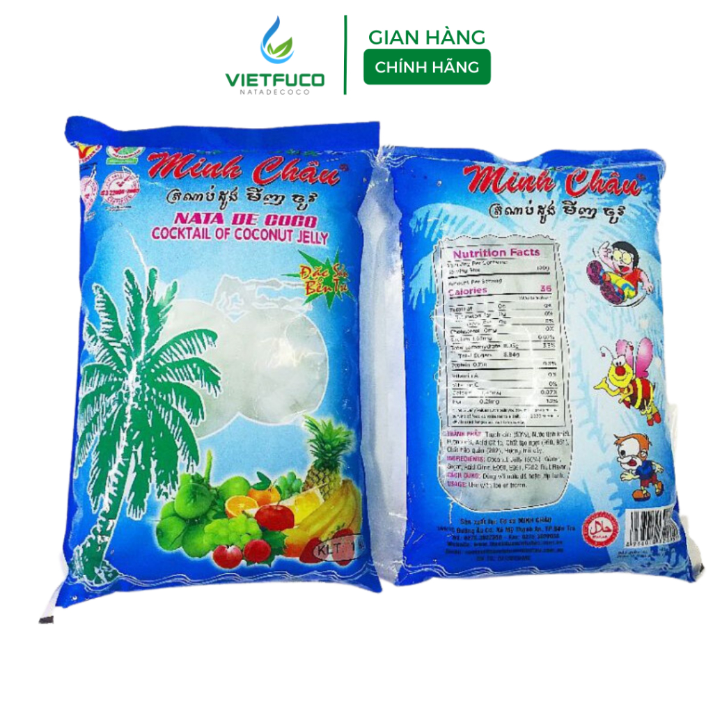 Thạch Dừa Minh Châu túi 1kg/500g/360g Ăn liền Snack - Đặc sản Bến Tre Vietfuco