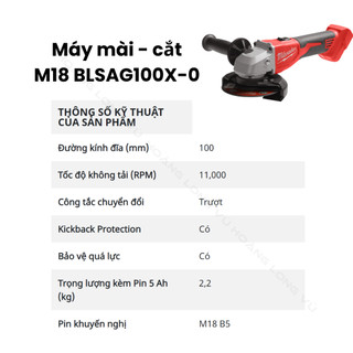 Máy mài góc Milwaukee M18 BLSAG100X – Tính năng chống giật Kickback, cắt mài mạnh mẽ, dùng pin 18V