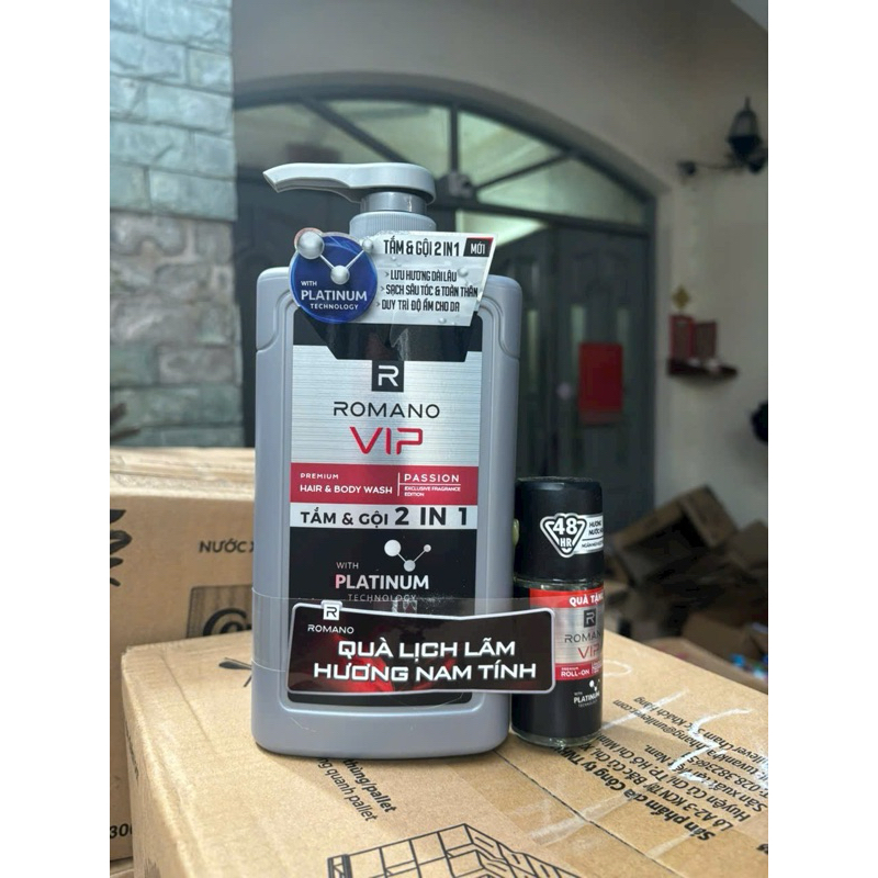 Tắm Gội 2IN1 ROMANO VIP Hương Nước Hoa 650gr