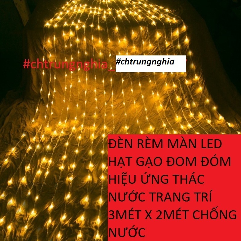 ĐÈN LED HẠT GẠO ĐOM ĐÓM HIỆU ỨNG THÁC NƯỚC TRANG TRÍ 3M X 2M CHỐNG NƯỚC
