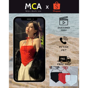 Áo ống vạt nhọn kiểu yếm ôm body MCA phối kiểu dây cột, Áo yếm cột dây A.5933