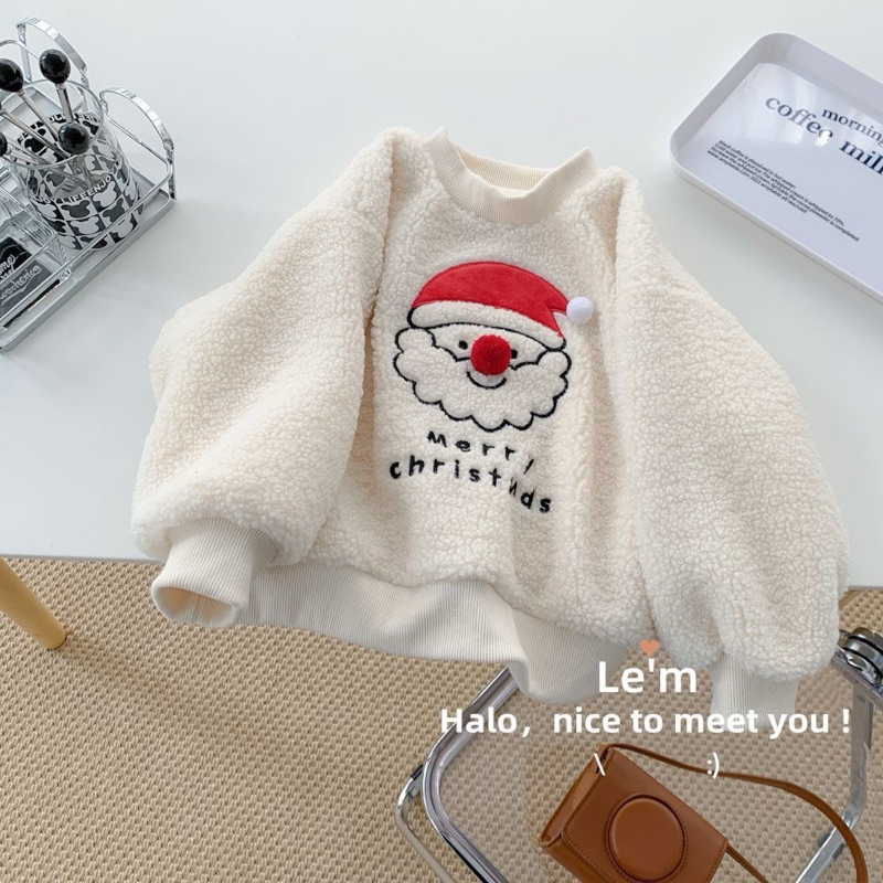 (Order) Áo nỉ lông cừu hoạ tiết giáng sinh dành cho bé trai - bé gái