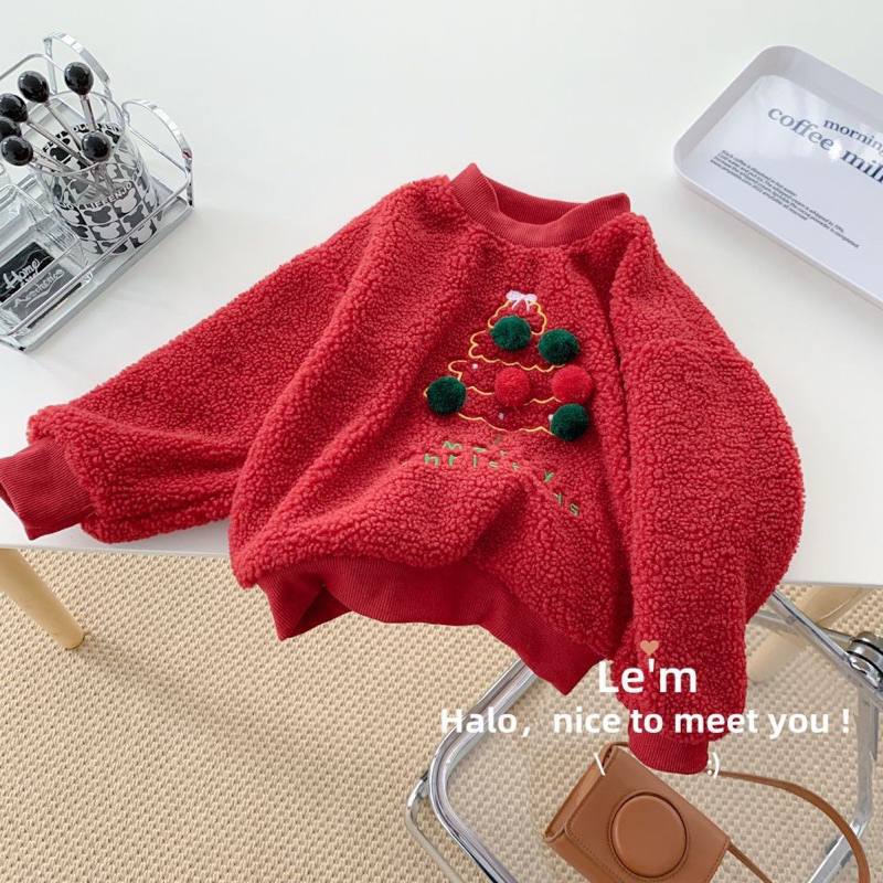 (Order) Áo nỉ lông cừu hoạ tiết giáng sinh dành cho bé trai - bé gái