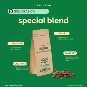 Cà phê cao cấp đặc biệt Laha Blend tỉ lệ 70% Robusta 30% Arabica pha phin pha máy LAHA COFFEE | 500GR
