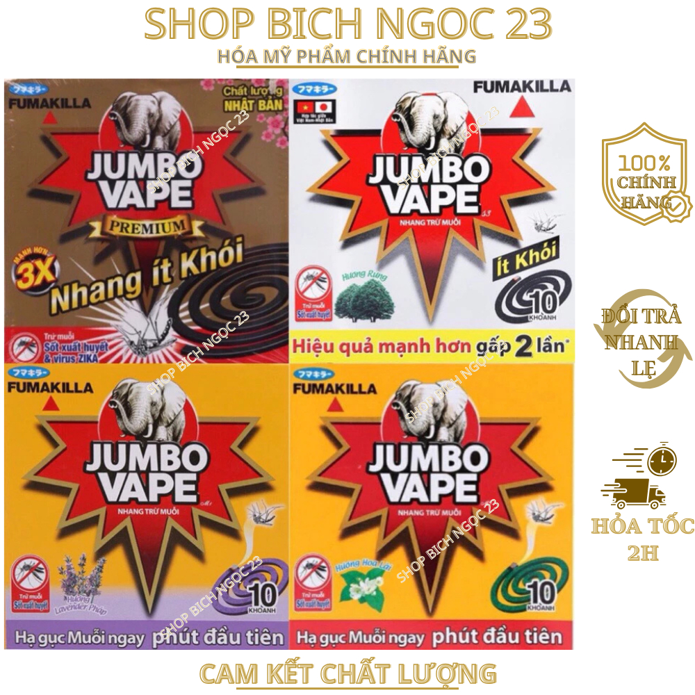 Nhang diệt trừ muỗi Jumbo hương lài hộp 10 khoanh Nhang ít Khói Combo 10 Hộp