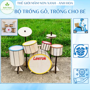 Bộ trống gỗ, trống cho bé, trang trí steam mầm non, tranh dán tường, trang trí lớp học - Mầm non Anh Hoa