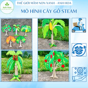 Mô hình cây gỗ steam ( 30cm) trang trí lớp học, chơi góc xây dựng, làm mô hình, cây gỗ 3D trang trí - Mầm non Anh Hoa