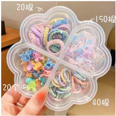 Hộp dây chun buộc tóc nhiều màu kẹp tóc cho bé gái