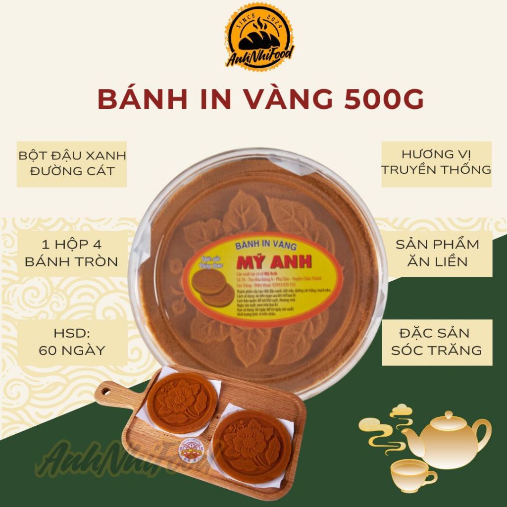 BÁNH IN VÀNG ĐẬU XANH MỸ ANH 500g,bánh in Sóc Trăng đặc sản Vũng Thơm ...