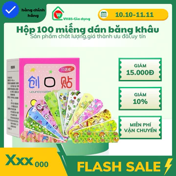 Hộp 100 Miếng Dán Vết Thương Cute (Hồng To) - Dán Thương Đáng Yêu, Miếng Dán Y Tế An Toàn