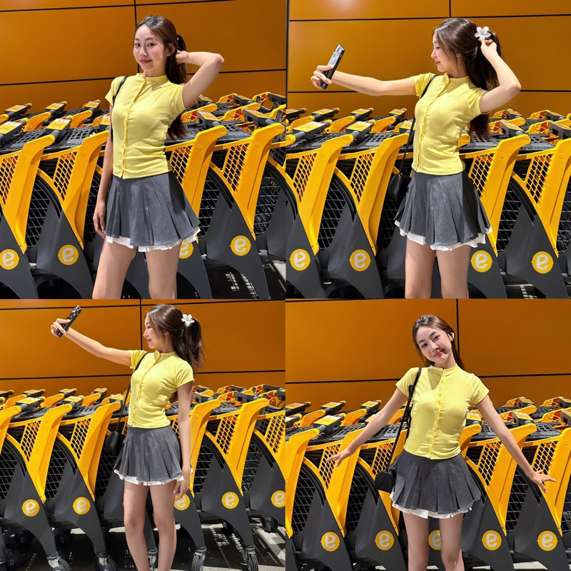 CANDY TOP - Áo Ôm Tay Ngắn Cổ Còn Cao Gài Full Nút Chất Cotton Mềm 4 Chiều Co Giản (2 SIZE) | BigBuy360 - bigbuy360.vn