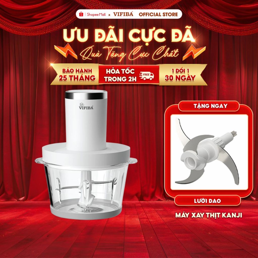 Ảnh Máy Xay Thịt Chính Hãng VIFIBA - Tặng Kèm 2 Bộ Lưỡi Dao - 2 Cấp Độ Xay Mạnh, Xay Thịt Đông Đá,.. 2