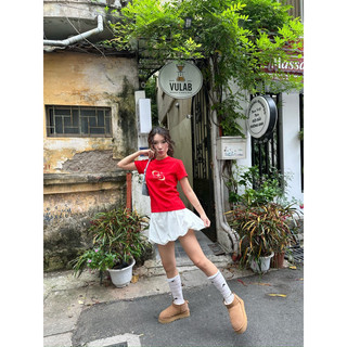 Áo Thun Nữ Baby Tee Đỏ " Blink Blink " - Kraken Drk [100% cotton co dãn 2 chiều]