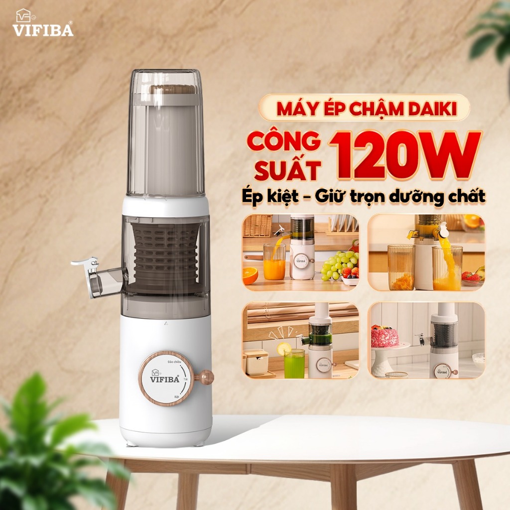 Ảnh Máy Ép Chậm Daiki Vifiba, Máy Ép Trái Cây 120W, Máy Làm Kem Hoa Quả, Bảo hành 25 tháng 2