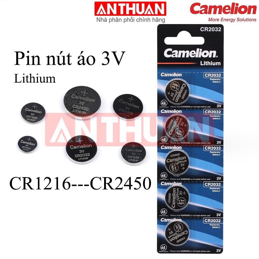 Pin cúc 3V CR2032 / CR2025 / CR2016 / CR2430 / CR2450 Camelion thay đồng hồ, điều khiển smartkey