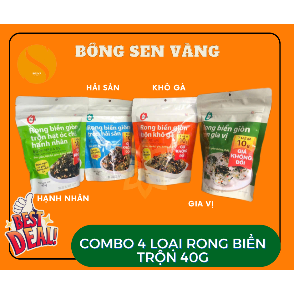 Combo 4 loại rong biển trộn O'Food 40g x 4 gói ( hạt óc chó hạnh nhân ...