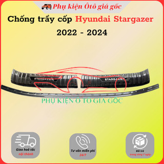 Ốp chống trầy cốp Trong, ngoài xe Hyundai Stargazer 2022, 2023, 2024, 2025 Vân Carbon cao cấp, sáng bóng