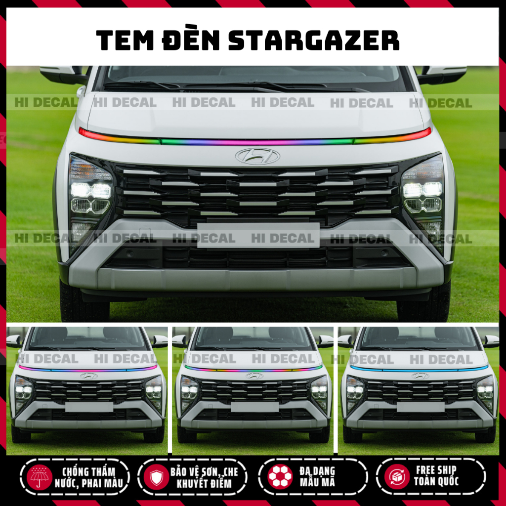 Tem dán đèn xe Hyundai Stargazer, tem dán đối màu demi đèn chống nước bền màu