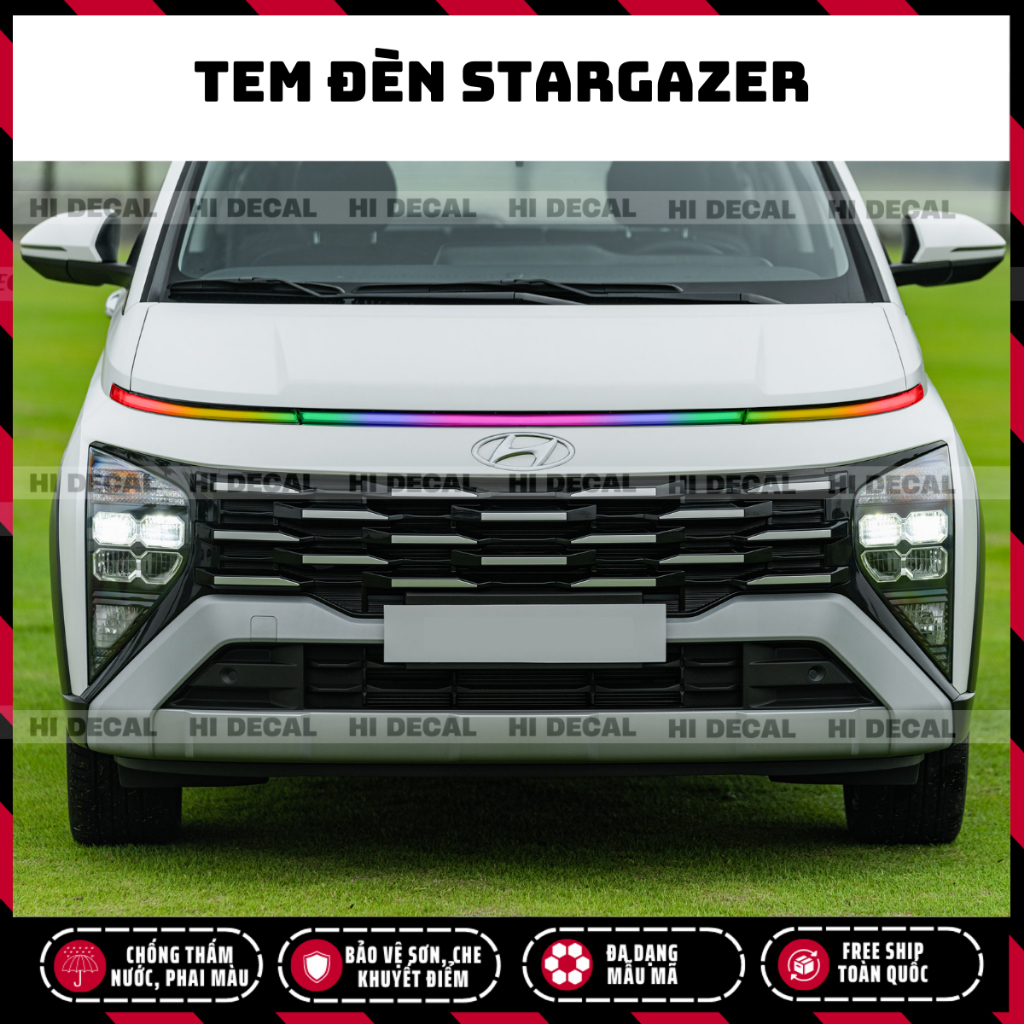 Tem dán đèn xe Hyundai Stargazer, tem dán đối màu demi đèn chống nước bền màu