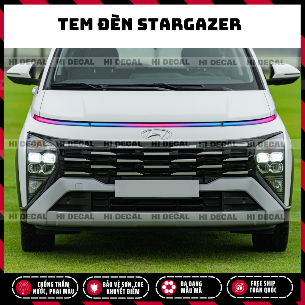 Tem dán đèn xe Hyundai Stargazer, tem dán đối màu demi đèn chống nước bền màu