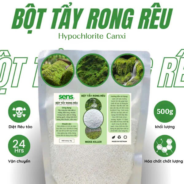 Bột Tẩy Rong Rêu Gói 500g , Bột tẩy rong rêu trên nền xi măng, gạch ...