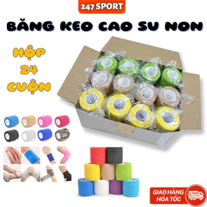 Băng keo thể thao Hộp 24 cuộn, băng quấn cổ chân cao su non cuốn cổ tay hạn chế chấn thương thể thao