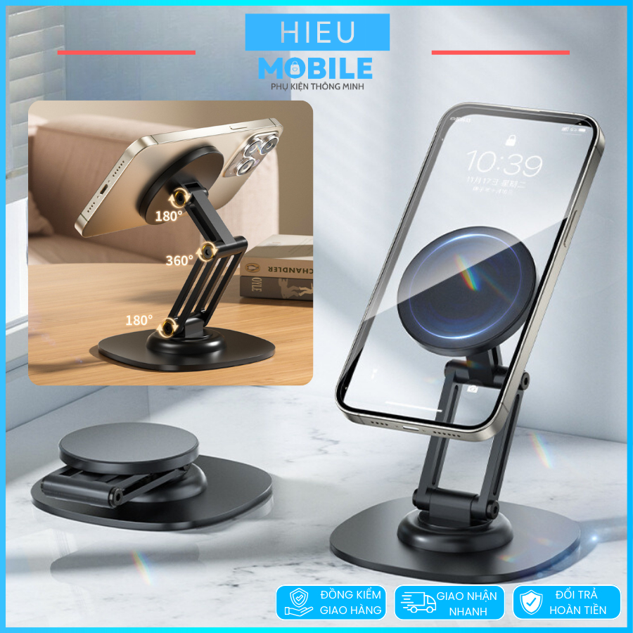 Giá đỡ điện thoại có nam châm hút xoay 360 độ có 3 khớp điều chỉnh kim loại (Q19)