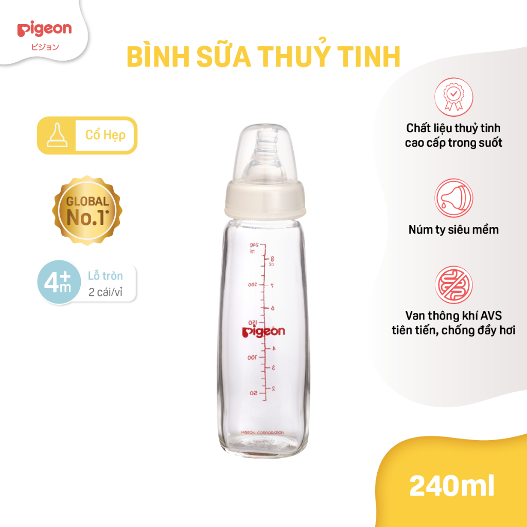 Ảnh Bình Sữa Thủy Tinh Pigeon 120ml/240ml 2