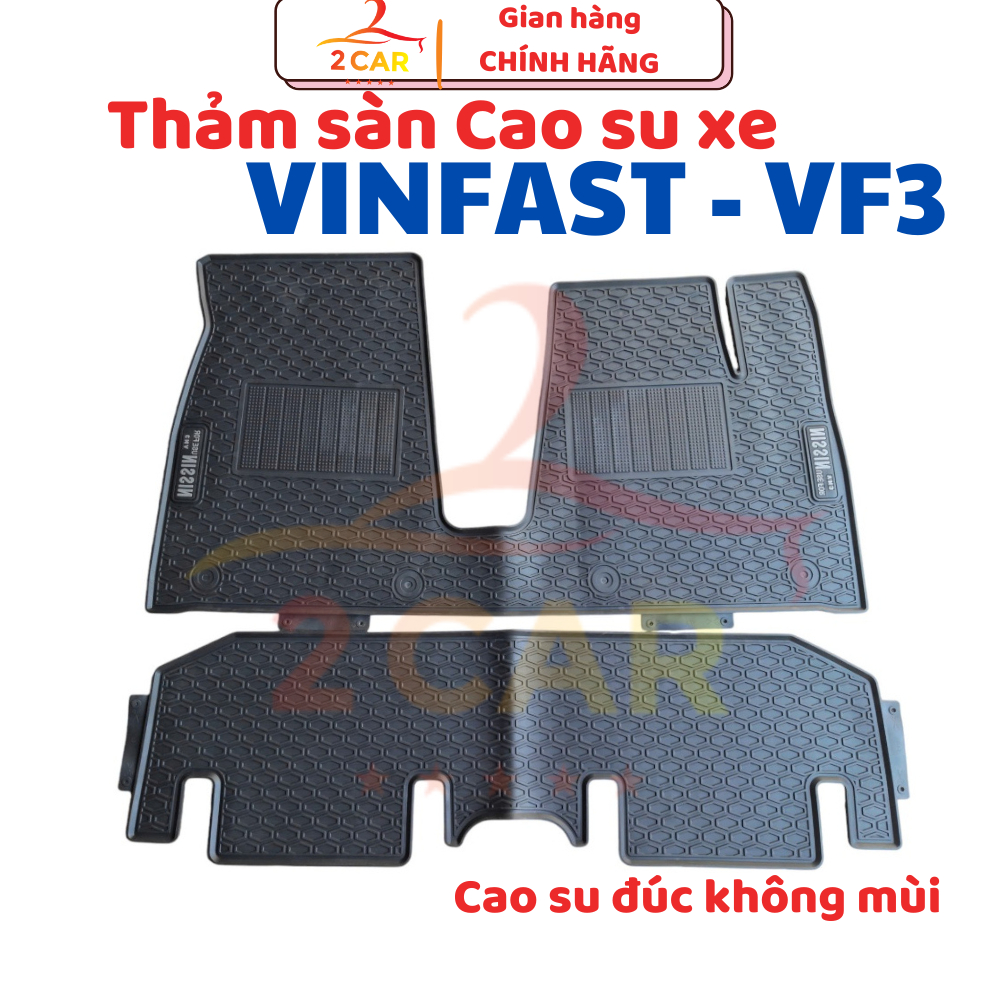 Thảm lót sàn xe Vinfast VF3 - Hàng CAO SU đúc không mùi, chống trượt - Mẫu mới _2CAR