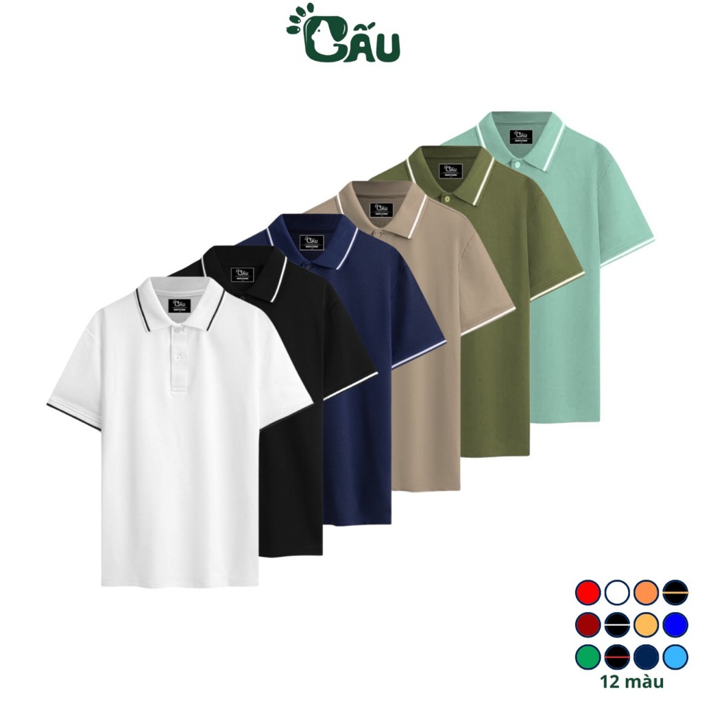 Ảnh Áo thun Polo GẤU 194 vải cá sấu mè thoáng mát, co dãn 4 chiều, sang trọng lịch lãm, form gerular fit - PL 1 Sọc 3