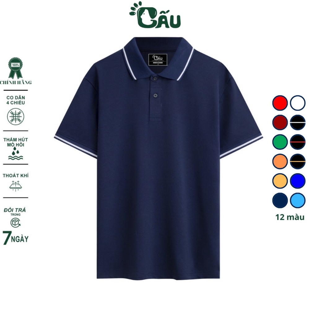 Ảnh Áo thun Polo GẤU 194 vải cá sấu mè thoáng mát, co dãn 4 chiều, sang trọng lịch lãm, form gerular fit - PL 1 Sọc 2