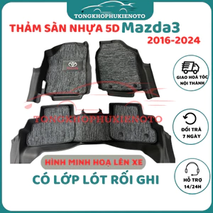 Thảm lót sàn/Trải sàn mẫu NHỰA 5D - xe Mazda 3 2016 - 2024 đúc nguyên khối (CHỈ DÀNH CHO SEDAN) - 2 hàng