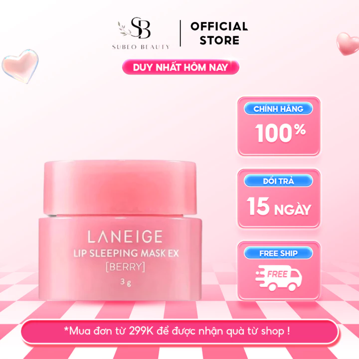 Mặt Nạ Ngủ Môi Lanei ge, Mặt Nạ Ngủ Môi Dưỡng Ẩm, Căng Bóng Mềm Mịn Hương Dâu Lanei ge Lip Sleeping Mask