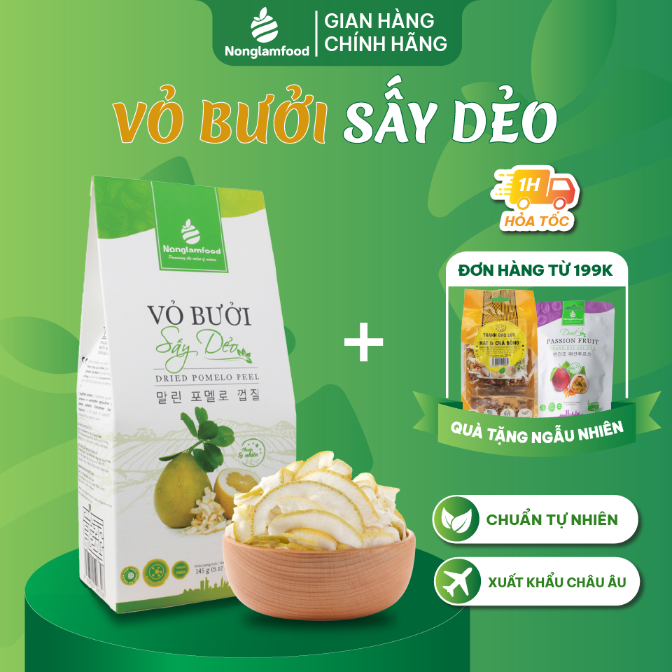 Vỏ Bưởi Sấy Dẻo NONGLAMFOOD Vị Truyền Thống Dẻo Mềm Ít Ngọt |Đồ Ăn Vặt Trái Cây Sấy Healthy 25g-500g