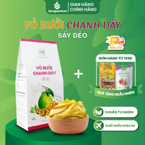 Vỏ bưởi chanh dây sấy dẻo Nông Lâm Food trái cây sấy dẻo chuẩn xuất khẩu Châu Âu hộp 100g.