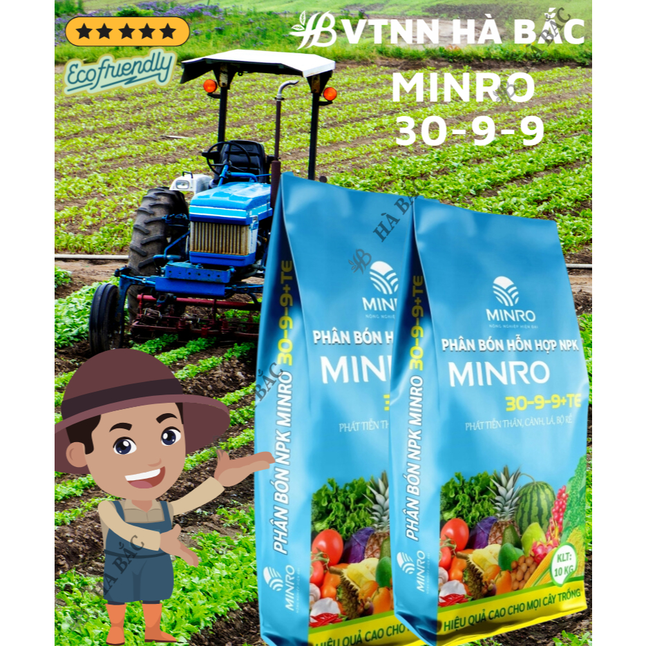 Phân Bón NPK 30-9-9+TE Minro (1KG) - Bổ Sung Vi Lượng, Phát Triển Thân, Cành, Rễ, Rau màu Hoa cây