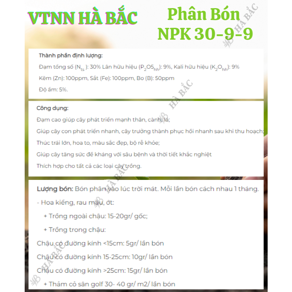 Phân Bón NPK 30-9-9+TE Minro (1KG) - Bổ Sung Vi Lượng, Phát Triển Thân, Cành, Rễ, Rau màu Hoa cây