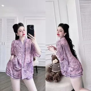 Đồ Ngủ Pijama Bigsize Cổ Y MIKY, Đồ Ngủ Bigsize lụa Latin cao cấp mềm mại xinh xắn 1 < 70KG